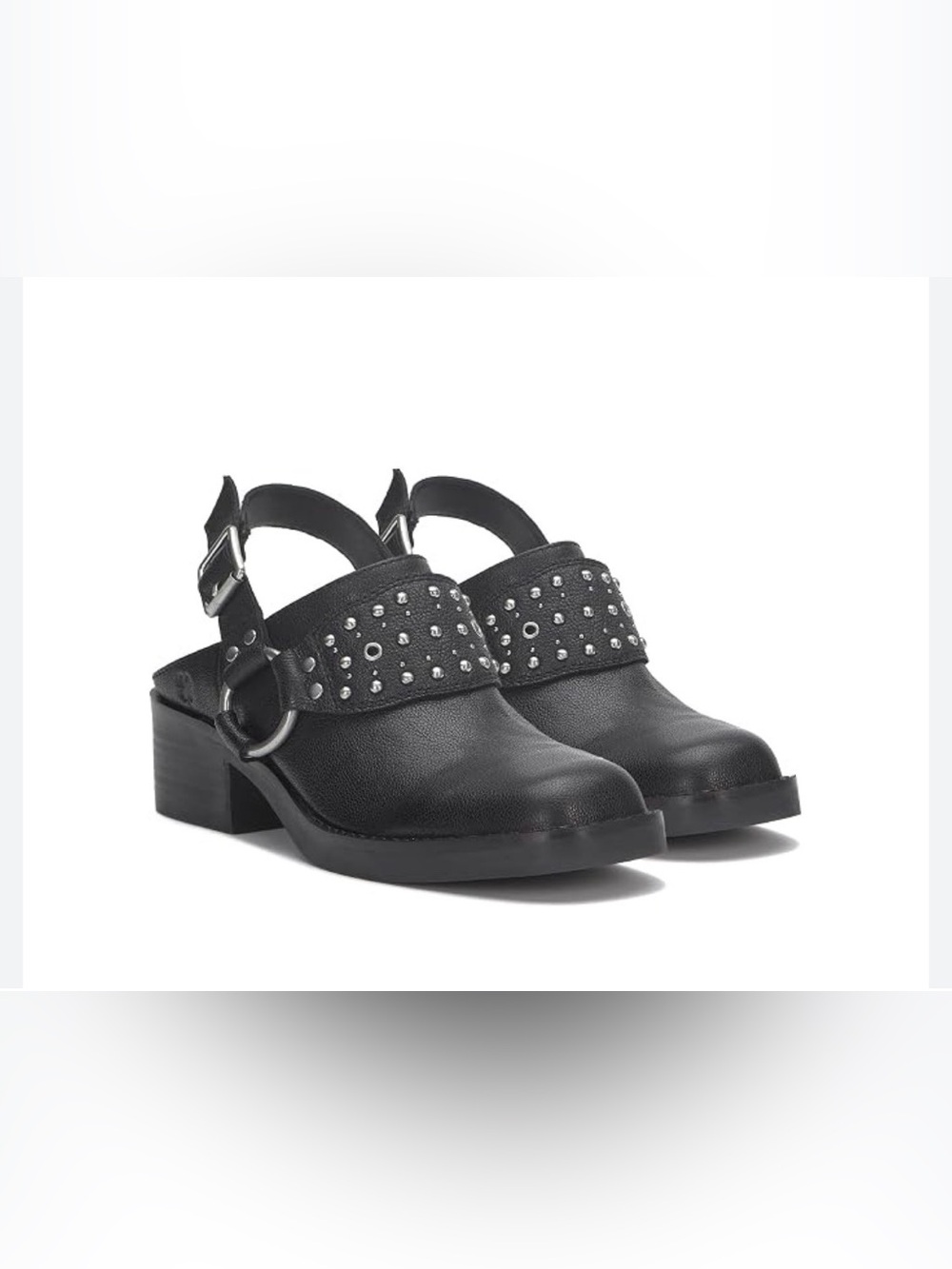 Lucky Brand Kalv Black Leather Studded Clogs Women’s 7.5M NEW